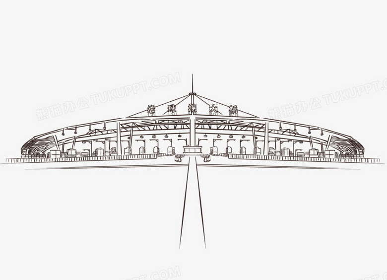 手绘线稿广州港珠澳大桥免抠元素