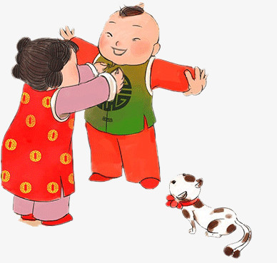 传统春节古典人物穿花衣服