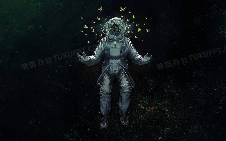 宇航员漂浮黑色背景壁纸
