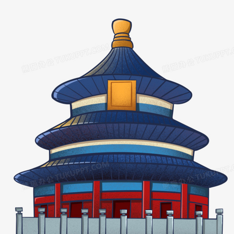 在整个配色上使用多种颜色作为基础色调,设计了北京旅游景点天坛祈年
