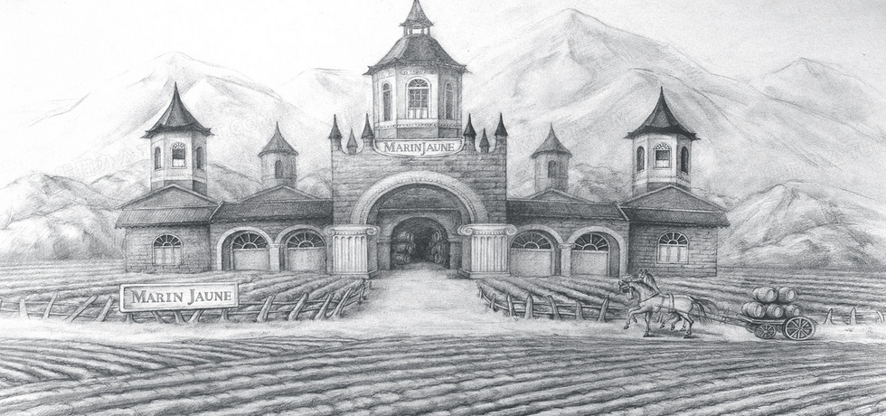 素描红酒庄园背景图片素材免费下载_素描背景_1920*
