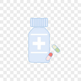 蓝色卡通护士节医疗健康药丸药瓶保健品手绘素材