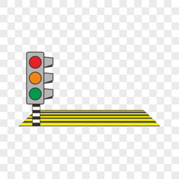 交通安全之红绿灯斑马线手绘元素 