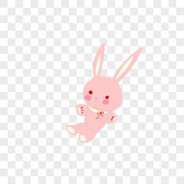 粉色简约可爱手绘卡通小清新复活节玩偶小兔子免抠素材