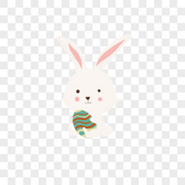 白色简约可爱手绘卡通小清新复活节玩偶小兔子装饰图案