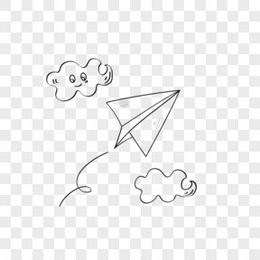 卡通线稿风六一儿童节手绘纸飞机节日元素
