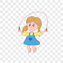 卡通可爱六一儿童节女孩跳绳手绘形象