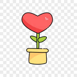 手绘可爱情人节520爱心植物装饰小元素