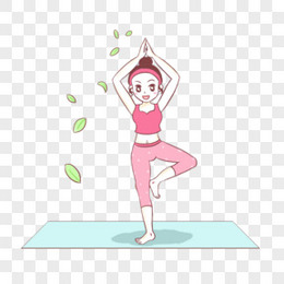 少女运动健身瑜伽手绘卡通元素