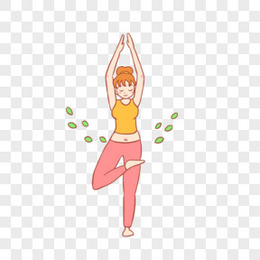 少女瑜伽减肥健康手绘卡通元素