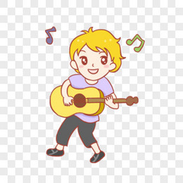 音乐节男孩弹吉他手绘卡通元素