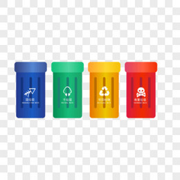 环保公益垃圾分类垃圾桶手绘插画