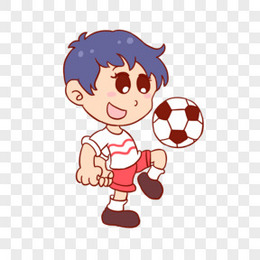 男孩踢球足球运动手绘卡通元素
