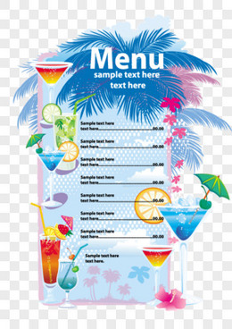 menu 菜单  夏天 椰子树 饮品 清凉