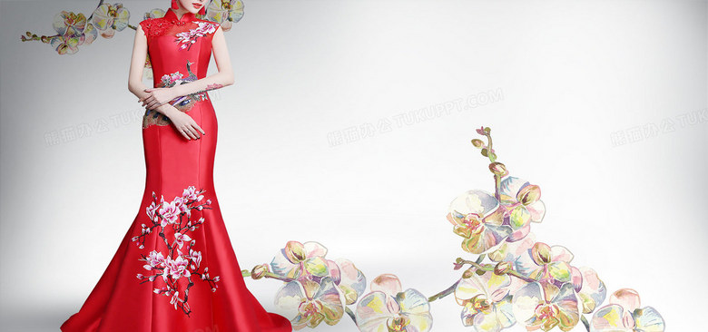 中国风旗袍礼服高级定制背景背景图片素材免费下载__*