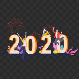 卡通扁平新年2020手绘设计