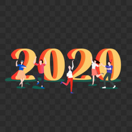 创意新年2020扁平手绘设计