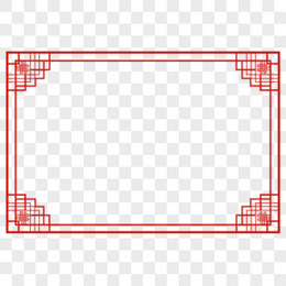 红色中国风扁平手绘简约大气正式边框对话框设计元素