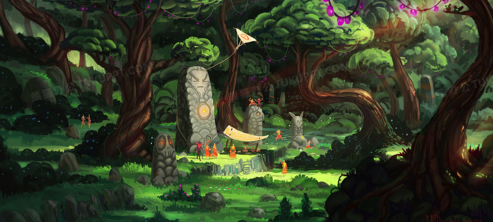 梦幻卡通游戏森林背景banner