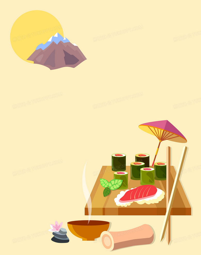 矢量扁平化日本寿司美食背景背景图片素材免费下载_熊猫办公