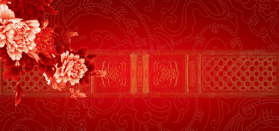 红色牡丹花舞台背景