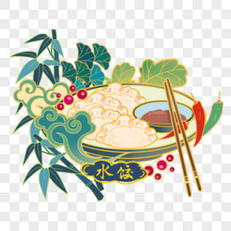 国潮风中国美食水饺元素
