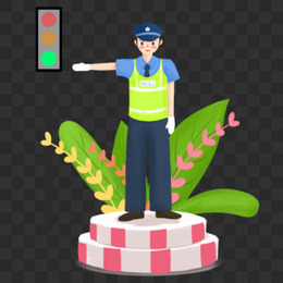 手绘交警指挥交通插画