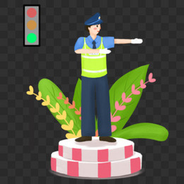 交警指挥交通插画场景元素