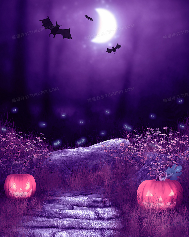 魔幻万圣节恐怖夜晚背景