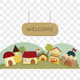 卡通房屋 手绘 矢量图 吊牌 welcome