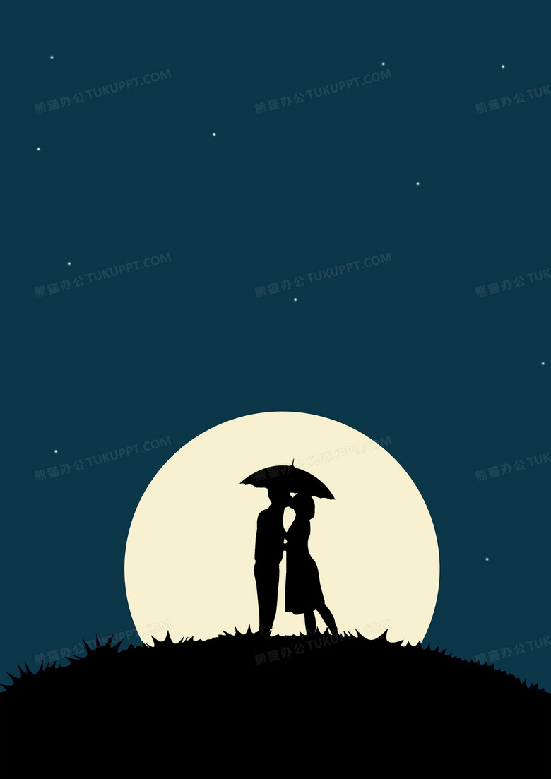月下情侣约会星空浪漫幽静背景素材