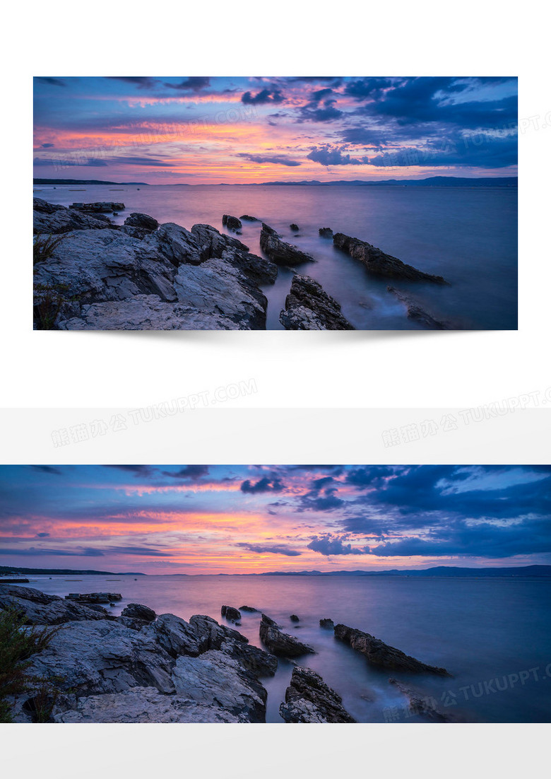 海邊黃昏背景圖