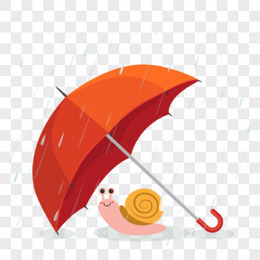 手绘卡通雨天小蜗牛在伞下避雨免抠元素