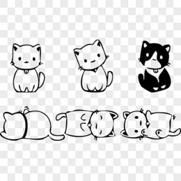 6只可爱的卡通小猫咪矢量图