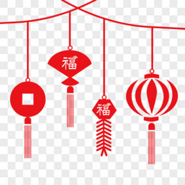 中式红色福扇吊饰装饰素材