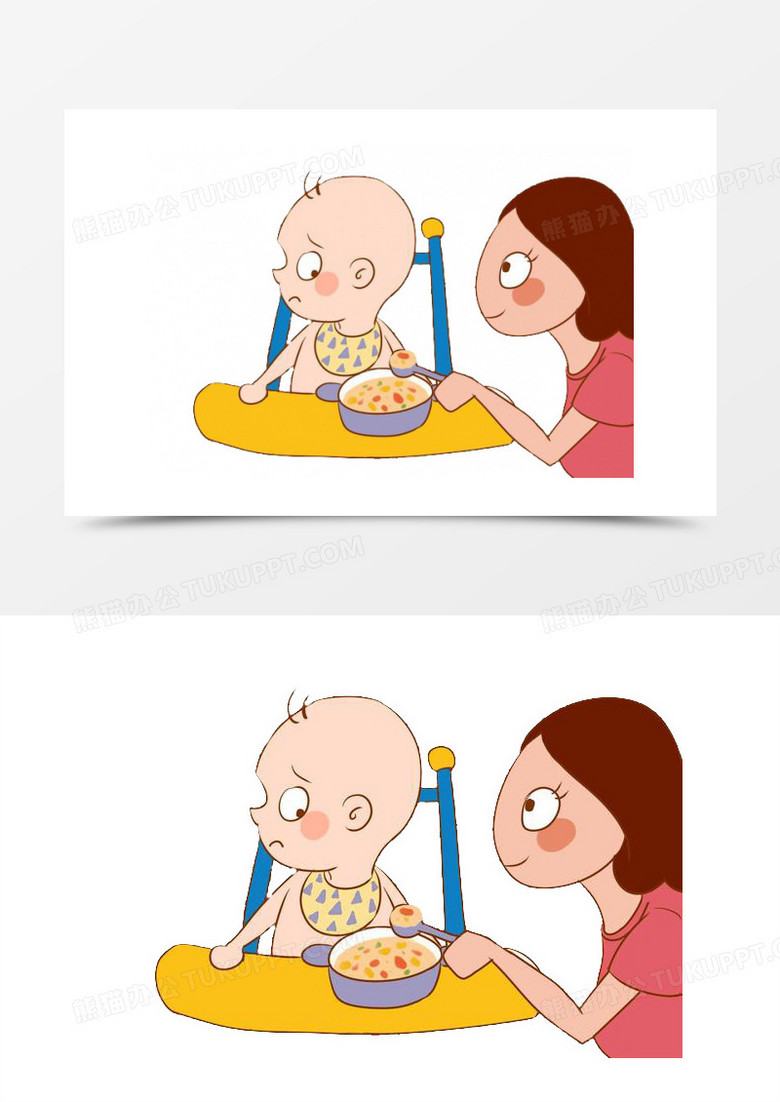 宝宝讨厌吃饭的卡通表情