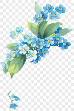 蓝色小碎花花枝装饰图案