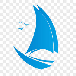 蓝色渐变帆船扬帆远航logo图标素材