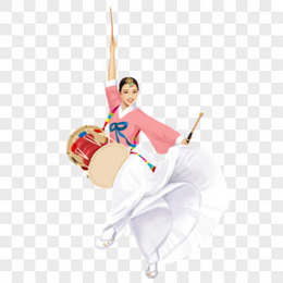 手绘朝鲜族跳舞女性免抠元素