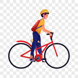 卡通手绘骑自行车的男孩子免抠元素