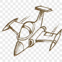 手绘棕色卡通玩具小飞机