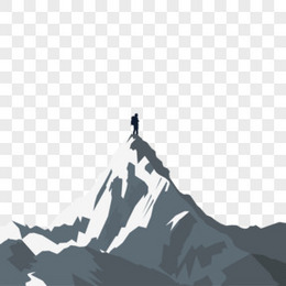 手绘人物站在山顶素材