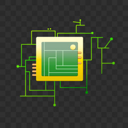 手绘绿色电路板免抠效果素材