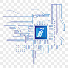 手绘矢量科技感芯片效果素材
