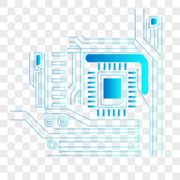 手绘矢量科技感蓝色芯片效果素材