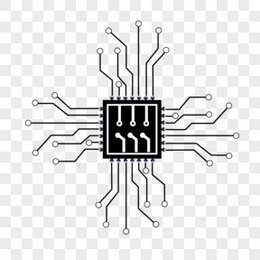 手绘科技感芯片线路电路图免抠素材