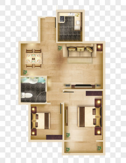 家装效果图木地板三房两厅户型图