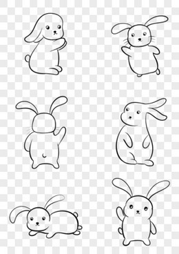 一组卡通可爱兔子简笔合集素材