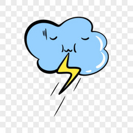 卡通手绘免抠天气之闪电打雷元素