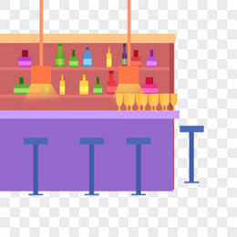 卡通扁平酒吧聚会约会吧台素材